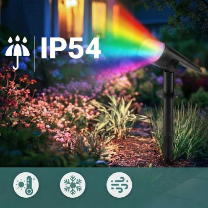 LED RGB Solární lampa 2v1 LED/3,7V 1200 mAh IP54 černá