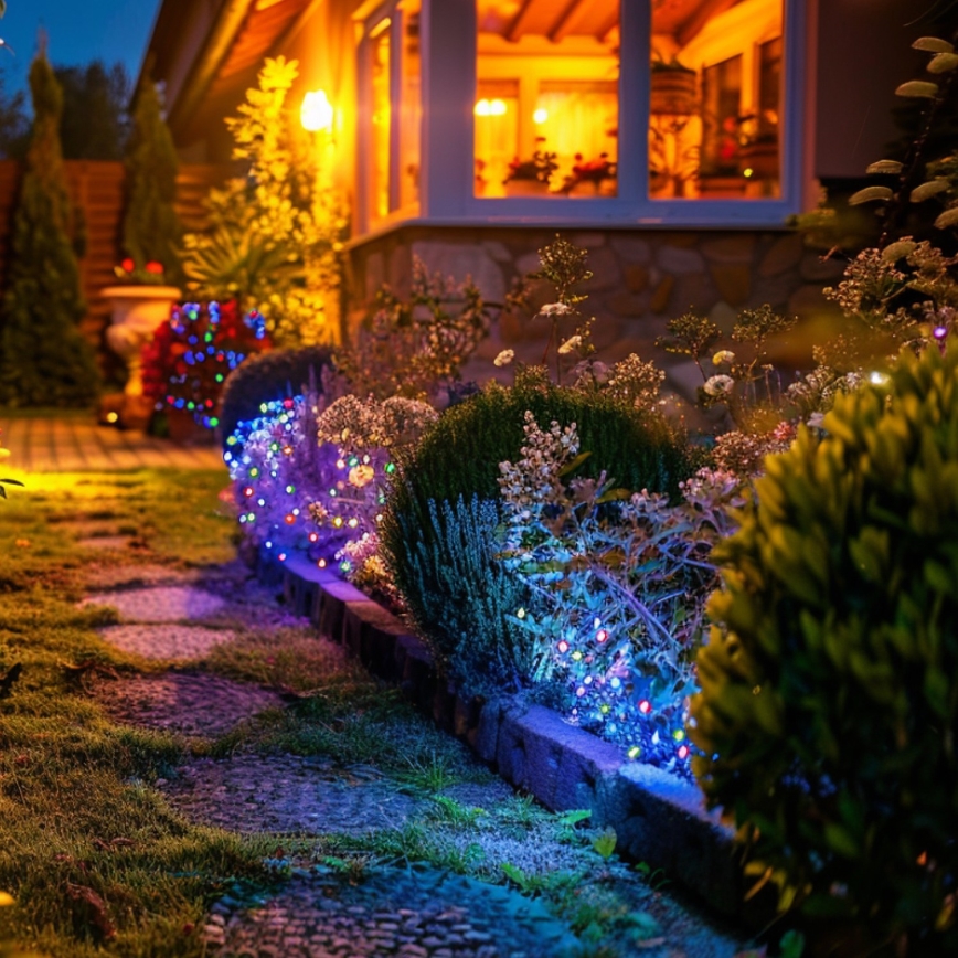 LED RGB Solární řetěz 50xLED/0,12W/1,2V 1xAA IP44 600 mAh