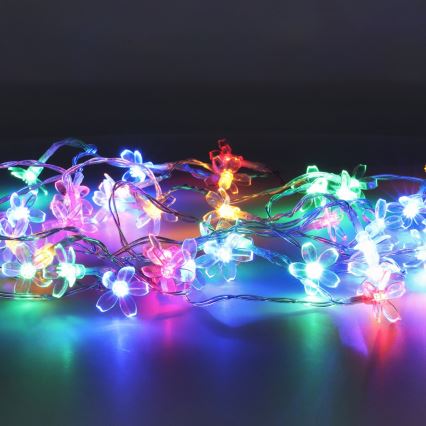 LED RGB Solární řetěz 50xLED/0,12W/1,2V 1xAA IP44 600 mAh