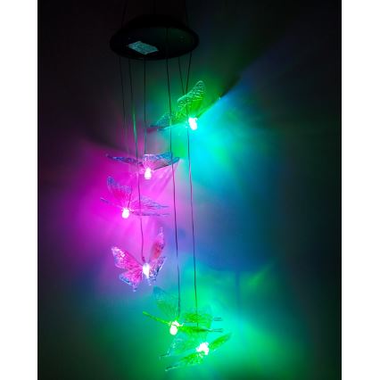 LED RGB Solární svítidlo 6xLED/1,2V 300 mAh IP44 motýl
