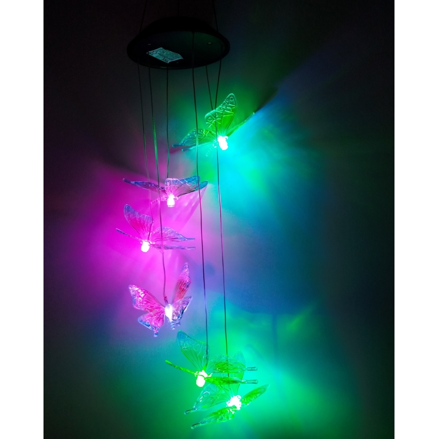 LED RGB Solární svítidlo 6xLED/1,2V 300 mAh IP44 motýl