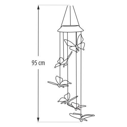 LED RGB Solární svítidlo 6xLED/1,2V 300 mAh IP44 motýl