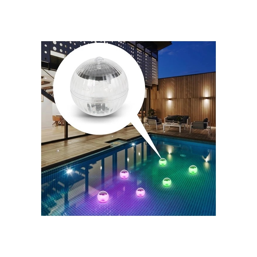 LED RGB Solární svítidlo do bazénu se soumrakovým senzorem LED/1,2V/600 mAh IP65