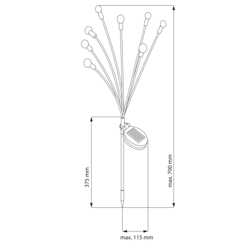 LED RGB Solární svítidlo FIORINI 8xLED/1,2V 600mAh IP44 černá