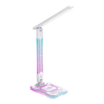 LED RGB Stmívatelná nabíjecí dotyková stolní lampa s bezdrátovým nabíjením LED/7,5W/5V 2700-5300K bílá