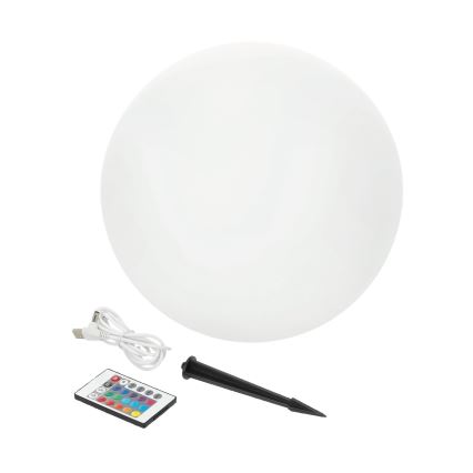 LED RGB Stmívatelná solární lampa GARDEN BALL LED/5W/3,7V 3000K IP54 pr. 40 cm + dálkové ovládání