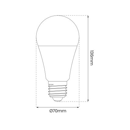 LED RGB Stmívatelná žárovka A70 E27/11W/230V 2700-6500K Wi-Fi Tuya