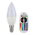 LED RGB Stmívatelná žárovka E14/3,5W/230V 6400K + dálkové ovládání