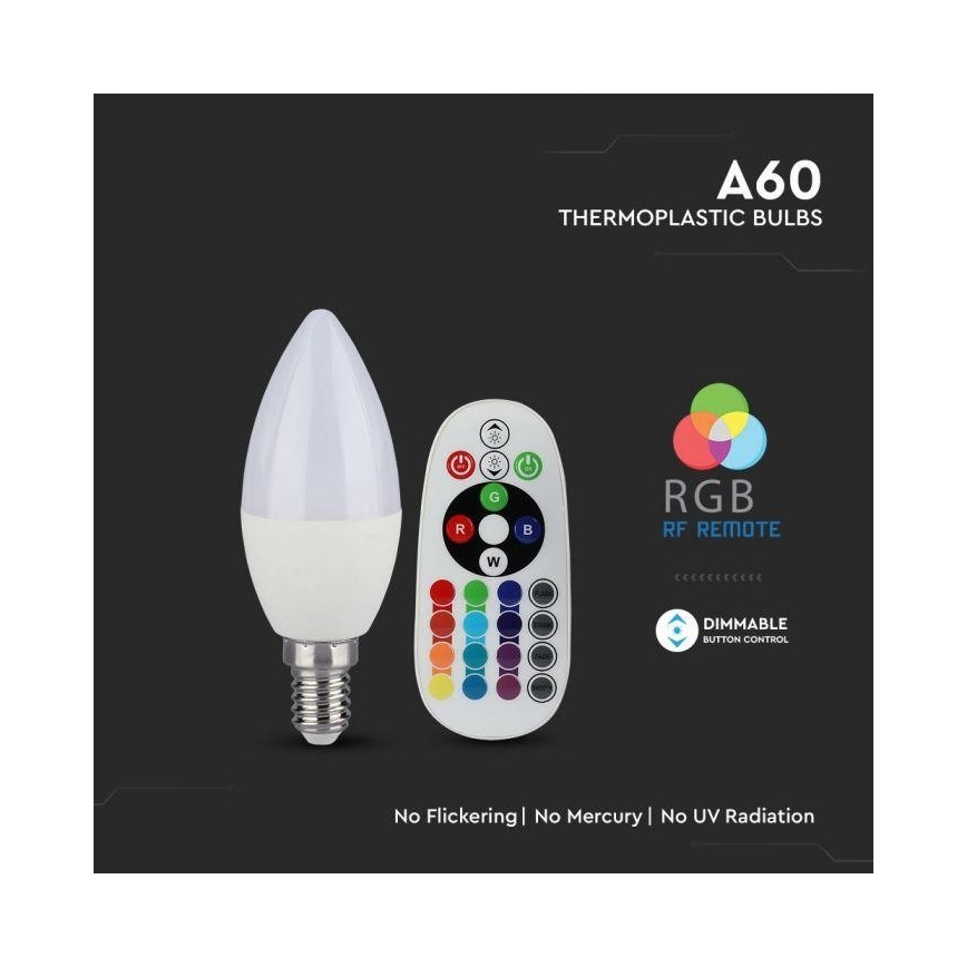 LED RGB Stmívatelná žárovka E14/3,5W/230V 6400K + DO