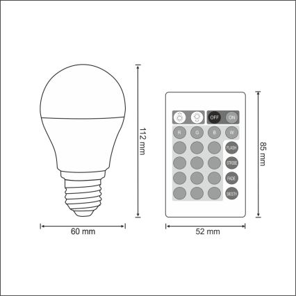 LED RGB Stmívatelná žárovka E27/8,5W/230V 2700K