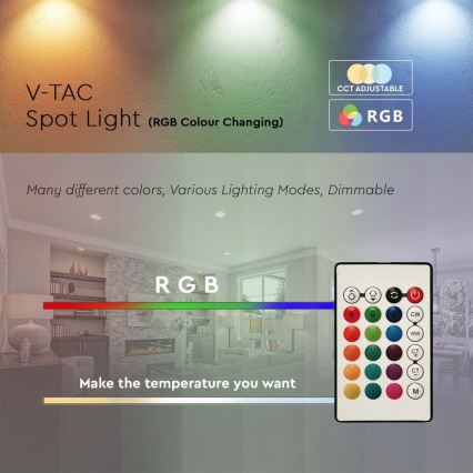 LED RGB Stmívatelná žárovka GU10/4,8W/230V 3000K + dálkové ovládání