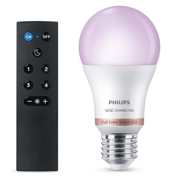 LED RGB Stmívatelná žárovka Philips SMART A60 E27/8,5W/230V 2200-6500K + dálkové ovládání
