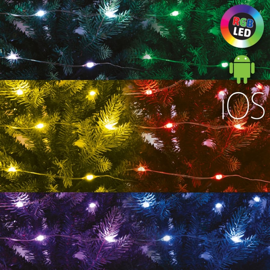 LED RGB  stmívatelný řetěz 200xLED/29 funkcí 20,4m