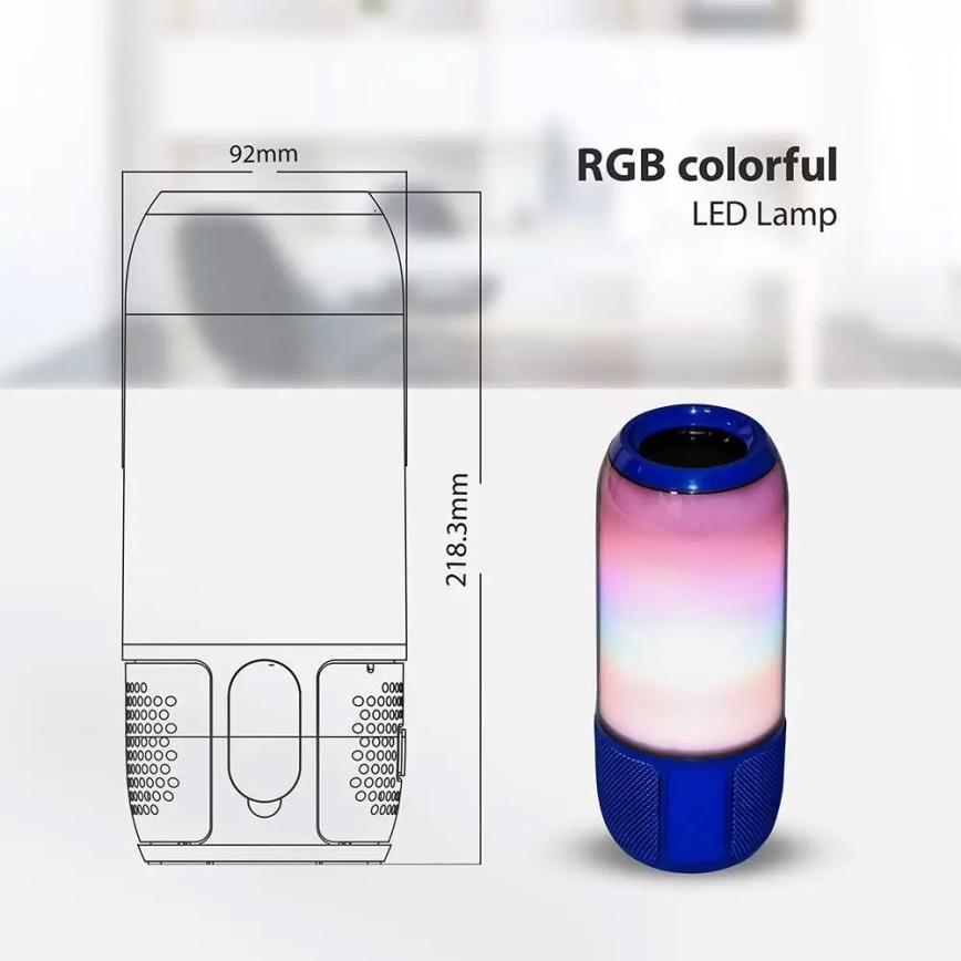 LED RGB Stolní lampa s reproduktorem 2xLED/3W/5V 1800 mAh