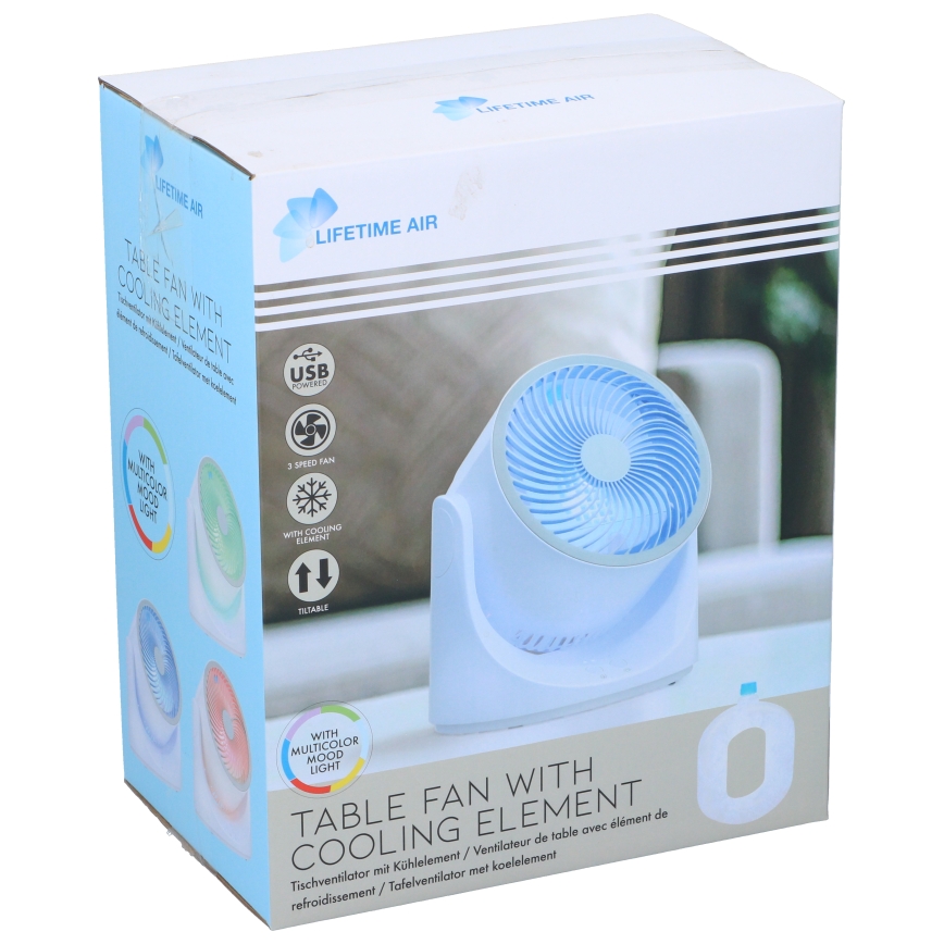 LED RGB Stolní ventilátor s mlhovým efektem 5V