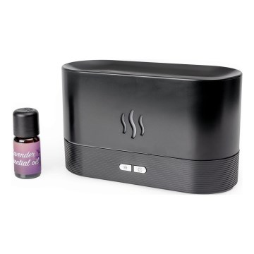 LED RGB Ultrazvukový aroma difuzér a zvlhčovač vzduchu s podsvícením 180ml černá