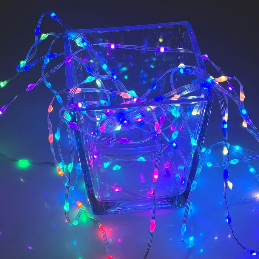 LED RGB Vánoční řetěz LED/10W/5V 10 m USB + dálkové ovládání