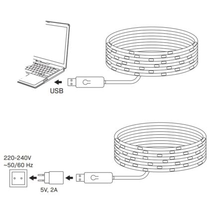 LED RGB Vánoční řetěz LED/10W/5V 10 m USB + dálkové ovládání