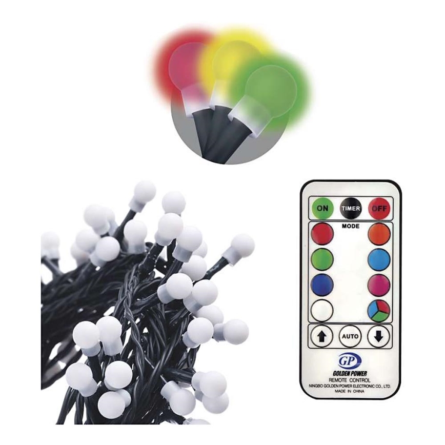 LED RGB Venkovní vánoční řetěz CHAIN 96xLED/64 funkcí 15m IP44 + DO