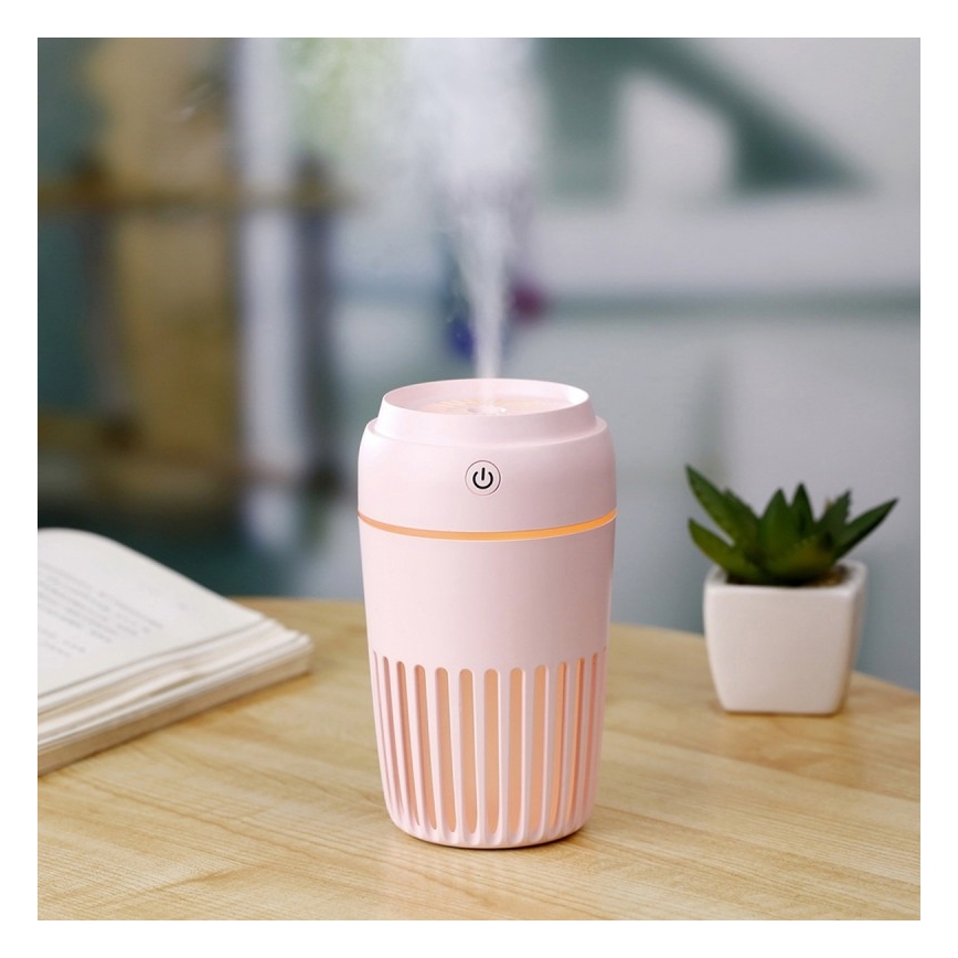 LED RGB Zvlhčovač vzduchu 300 ml LED/2W/5V růžová