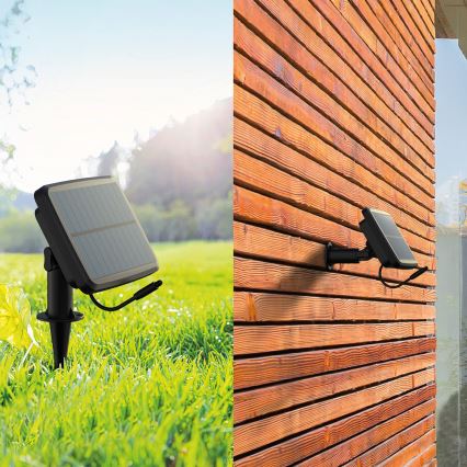 LED RGBIC Stmívatelný solární řetěz 15xLED/1,3W/3,7/5V 2200 mAh 8 m IP65 černá + dálkové ovládání
