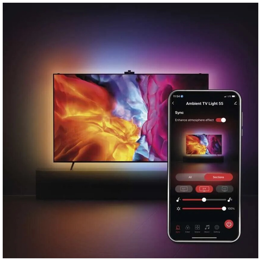LED RGBIC Stmívatelný pásek pro TV GoSmart LED/24W/230V 55“