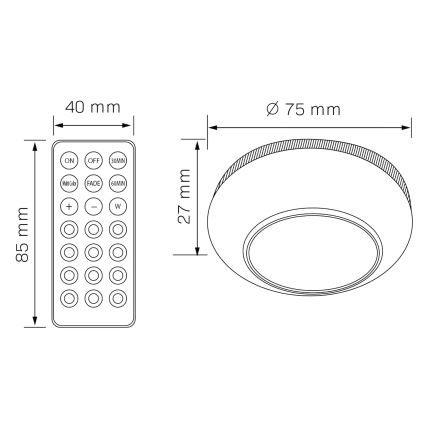 LED RGBW Stmívatelné osvětlení nábytku LED/0,5W/4,5V 3xAAA bílá + dálkové ovládání