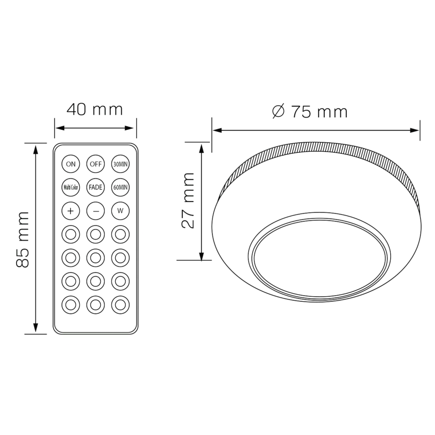 LED RGBW Stmívatelné osvětlení nábytku LED/0,5W/4,5V 3xAAA bílá + dálkové ovládání