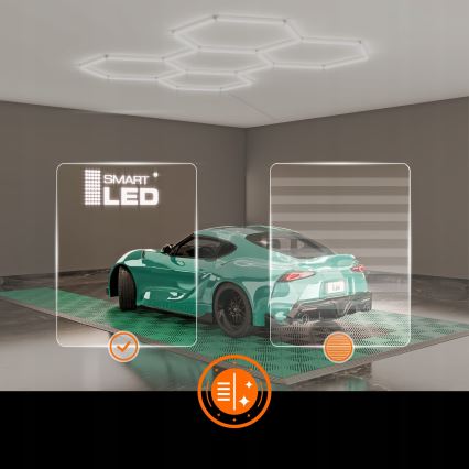 LED RGBW Stmívatelné stropní svítidlo HEXAGON LED/144W/85-265V 7000K 205x142 cm CRI 90 IP54 bílá + dálkové ovládání