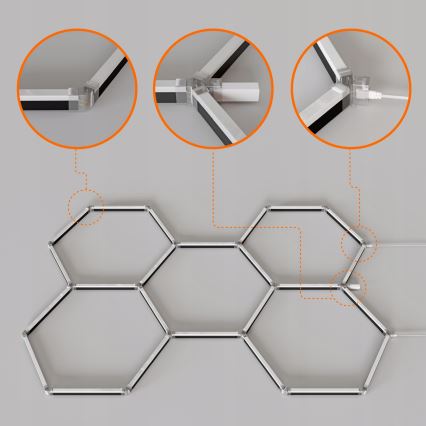 LED RGBW Stmívatelné stropní svítidlo HEXAGON LED/144W/85-265V 7000K 205x142 cm CRI 90 IP54 bílá + dálkové ovládání