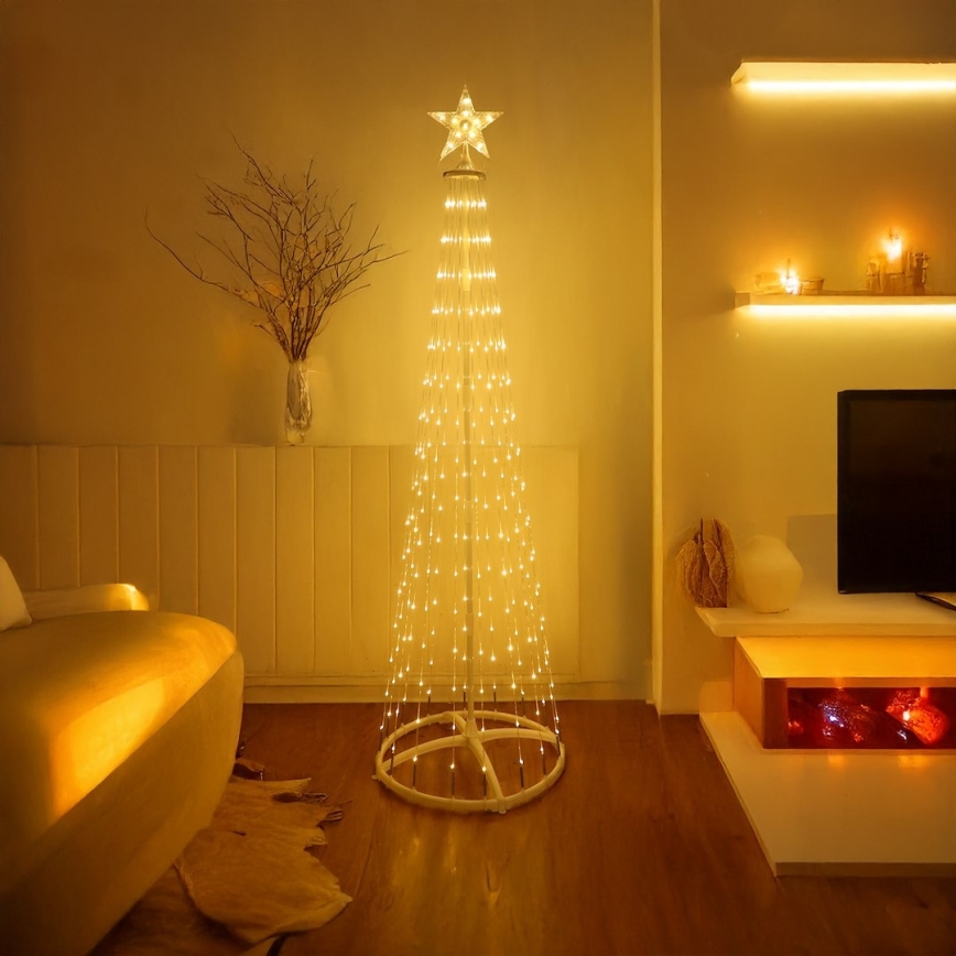 LED RGBW Stmívatelná venkovní vánoční dekorace LED/4W/230V 180 cm IP44 stromek + dálkové ovládání