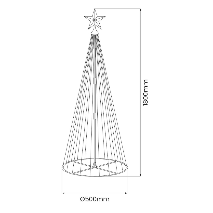 LED RGBW Stmívatelná venkovní vánoční dekorace LED/4W/230V 180 cm IP44 stromek + dálkové ovládání