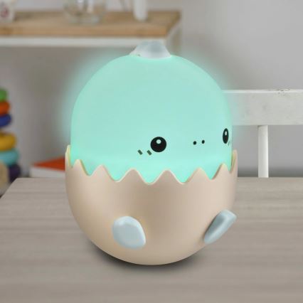 LED RGBW Stmívatelná dětská dotyková lampa BABY DINO LED/0,75W/5V USB 1200 mAh modrá