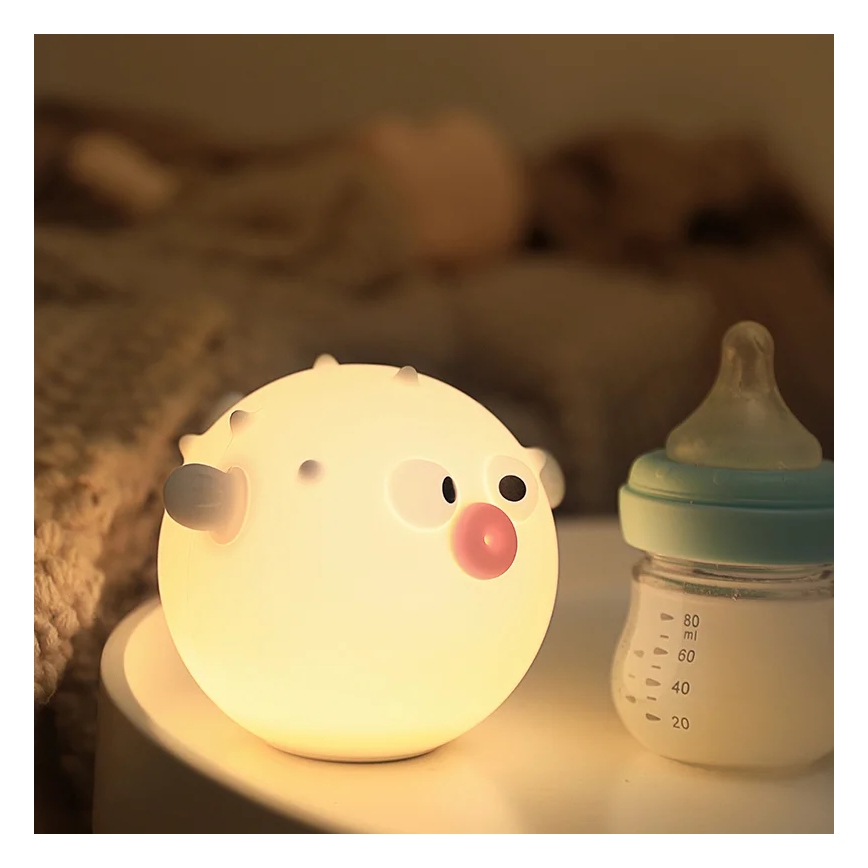 LED RGBW Stmívatelná dětská dotyková lampa HELI LED/1W/5V USB 1200 mAh rybička modrá