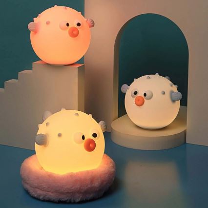 LED RGBW Stmívatelná dětská dotyková lampa HELI LED/1W/5V USB 1200 mAh rybička modrá