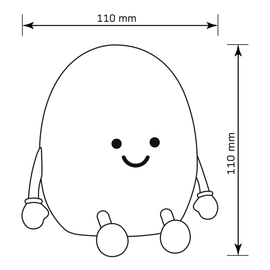 LED RGBW Stmívatelná dětská dotyková lampa POTATO LED/2W/5V USB 1200 mAh brambora