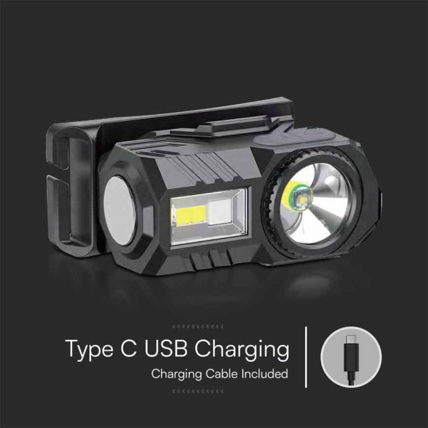 LED RGBW Stmívatelná nabíjecí čelovka USB LED/3W/5V IP43 190 lm 24 h 750 mAh