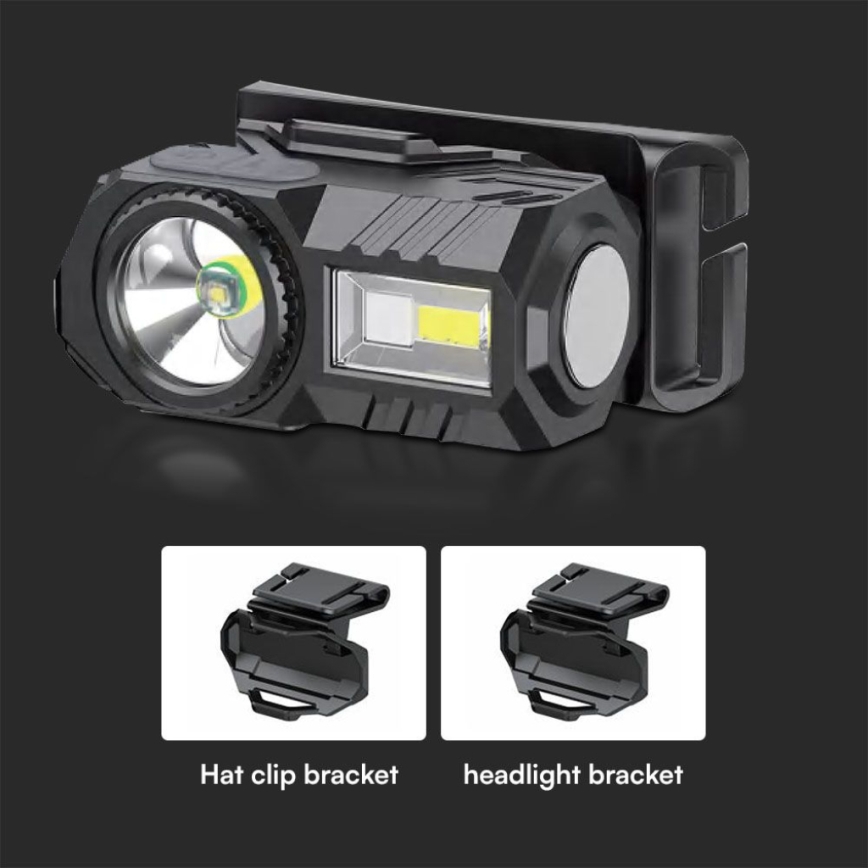 LED RGBW Stmívatelná nabíjecí čelovka USB LED/3W/5V IP43 190 lm 24 h 750 mAh