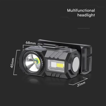 LED RGBW Stmívatelná nabíjecí čelovka USB LED/3W/5V IP43 190 lm 24 h 750 mAh