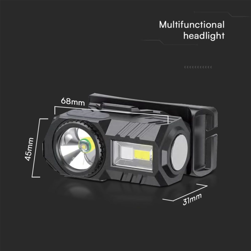 LED RGBW Stmívatelná nabíjecí čelovka USB LED/3W/5V IP43 190 lm 24 h 750 mAh