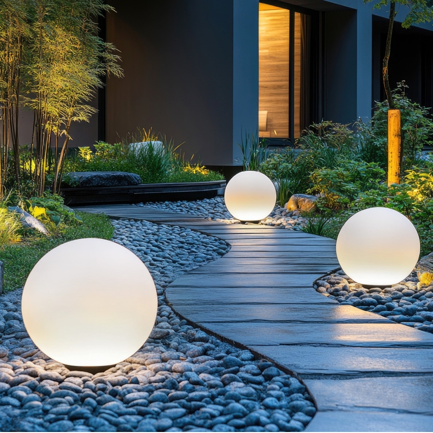 LED RGBW Stmívatelná solární lampa GARDEN BALL LED/5W/3,7V 3000K IP54 2200 mAh pr. 30 cm + dálkové ovládání