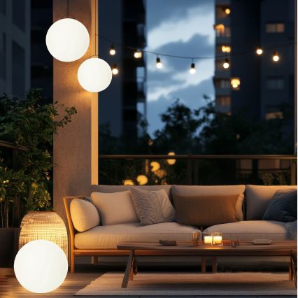 LED RGBW Stmívatelná solární lampa GARDEN BALL LED/5W/3,7V 3000K IP54 2200 mAh pr. 30 cm + dálkové ovládání