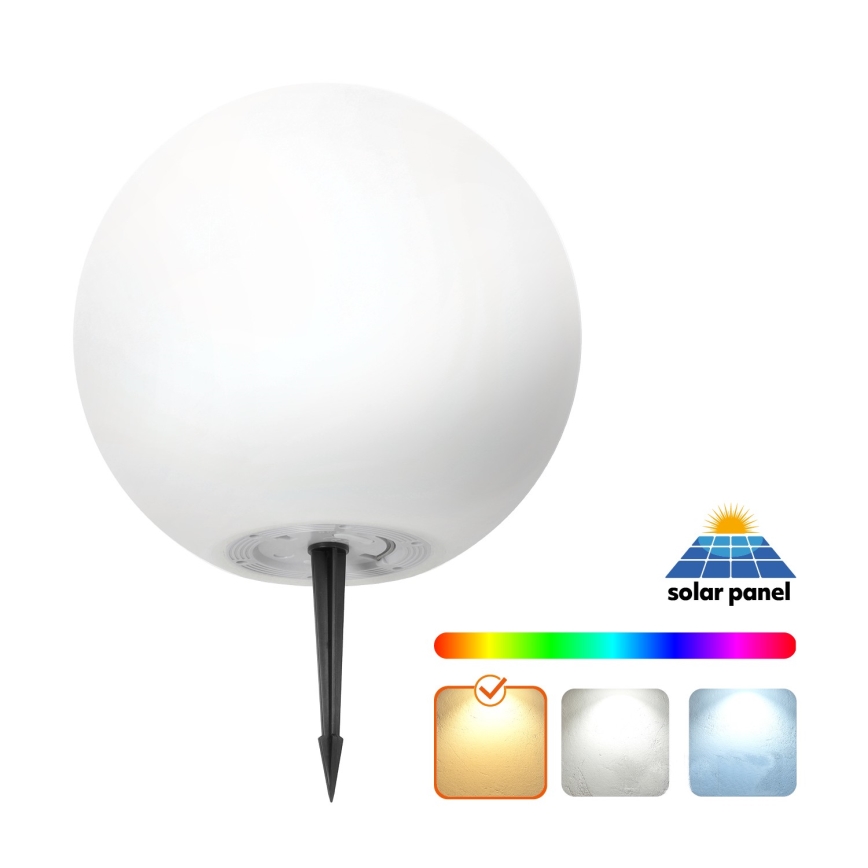 LED RGBW Stmívatelná solární lampa GARDEN BALL LED/5W/3,7V 3000K IP54 2200 mAh pr. 30 cm + dálkové ovládání