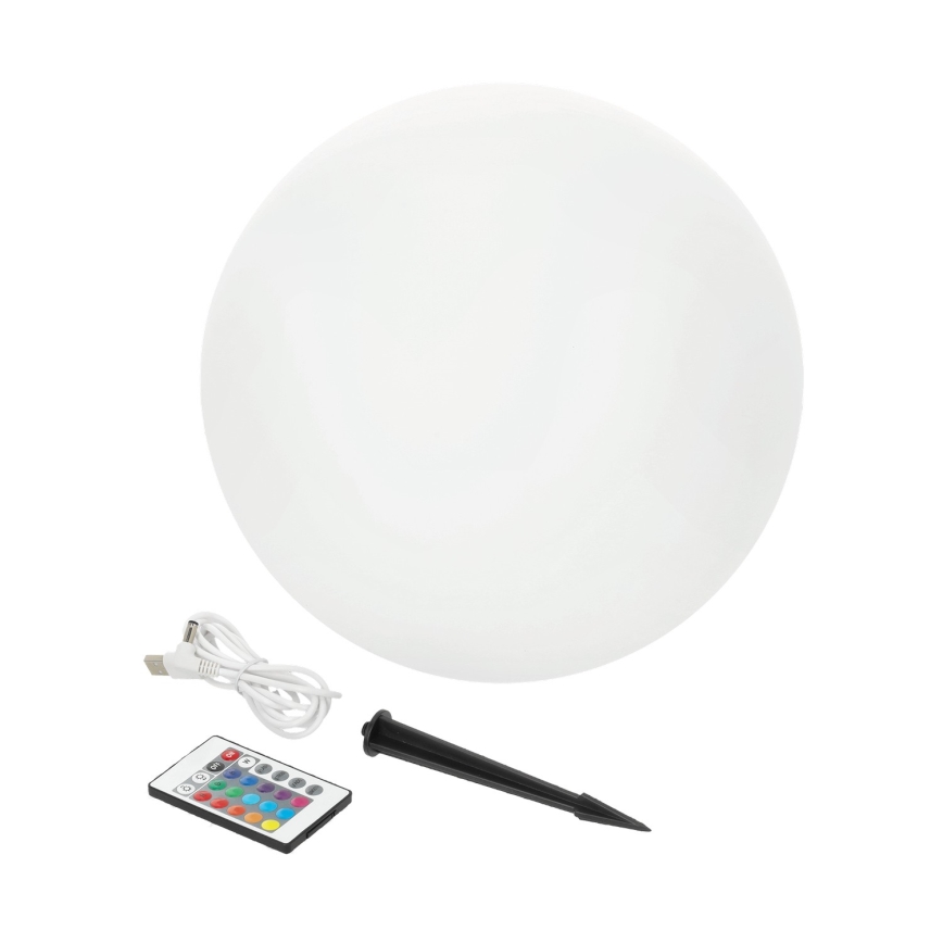 LED RGBW  Stmívatelná solární lampa GARDEN BALL LED/5W/3,7V 3000K IP54 2200 mAh pr. 40 cm + dálkové ovládání
