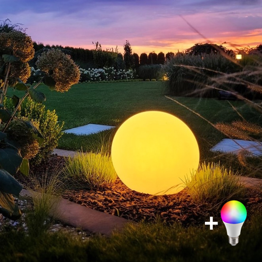 LED RGBW Stmívatelná venkovní lampa GLOBO 1xE27/9W/230V 2700-6500K pr. 60 cm IP44 Wi-Fi