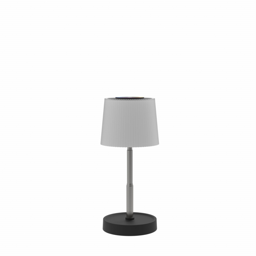LED RGBW Stmívatelná venkovní nabíjecí stolní lampa LED/2W/5V IP44 1200 mAh šedá