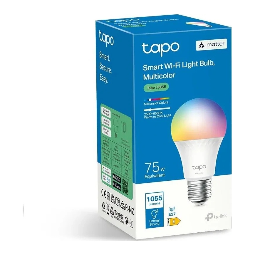 LED RGBW Stmívatelná žárovka A60 E27/8,6W/230V 2500-6500K Wi-Fi - TP-Link