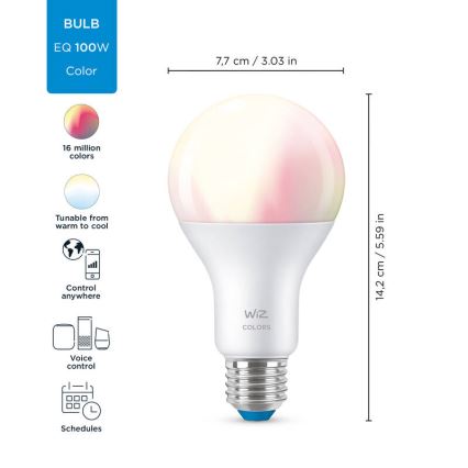 LED RGBW Stmívatelná žárovka A67 E27/13W/230V 2200-6500K CRI 90 Wi-Fi -WiZ