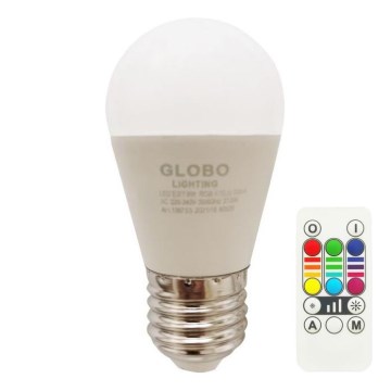 LED RGBW Stmívatelná žárovka E27/6W/230V 3000K + dálkové ovládání - Globo