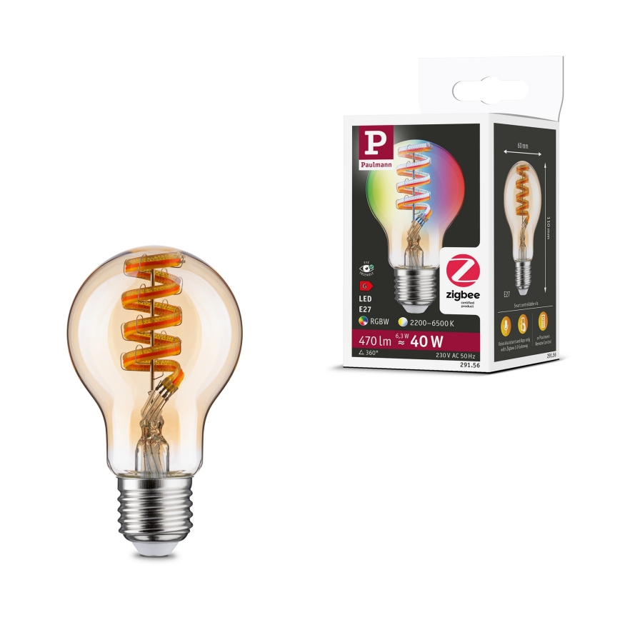 LED RGBW Stmívatelná žárovka FILAMENT E27/6,3W/230V 2200-6500K - Paulmann 29156